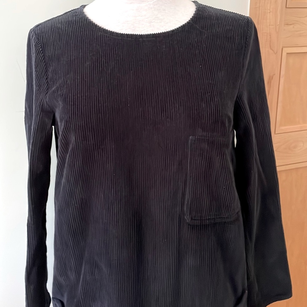 NWOT COS Navy Corduroy Long Sleeve Shift Mod Mini Dress, Size 8 - Picture 4 of 16
